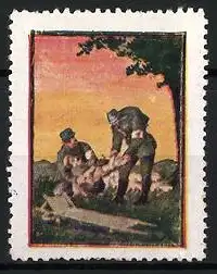 Reklamemarke Rot Kreuz Sanitäter im Einsatz, Verwundeter Soldat im Feld