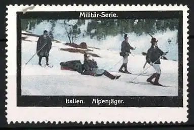 Reklamemarke Italien, Militär-Serie, Alpenjäger im Schnee