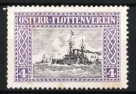 Reklamemarke Österreich, Österr. Flottenverein, Kriegsschiff