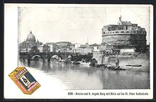 AK Rom, Brücke und S. Angelo Burg mit St. Peter Kathedrale