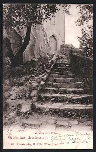 AK Greifenstein /Donau, Aufstieg zur Ruine um 1900