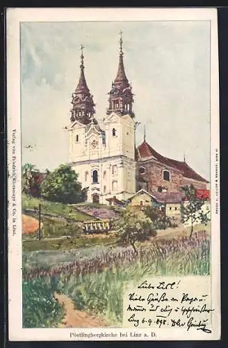 Künstler-AK Philipp + Kramer: Linz a. D., Pöstlingbergkirche