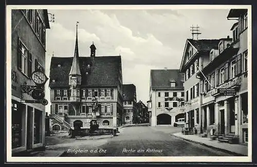 AK Bietigheim a. d. Enz, Partie am Rathaus mit Geschäften