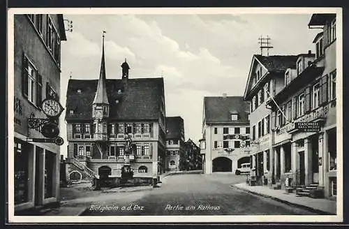 AK Bietigheim a. d. Enz, Partie am Rathaus mit Geschäften