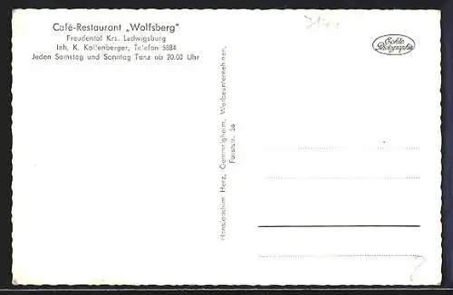 AK Freudental /Ludwigsburg, Café-Restaurant Wolfsberg, Inh. K. Kallenberger, Innenansicht