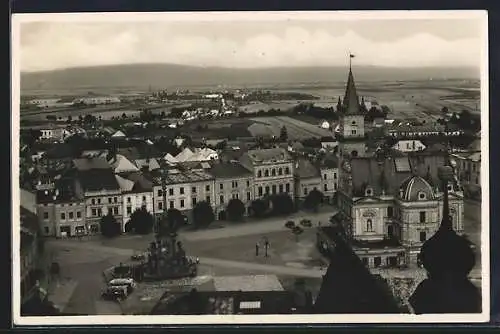 AK Mährisch Neustadt, Blick vom Kirchturm auf den Ringplatz