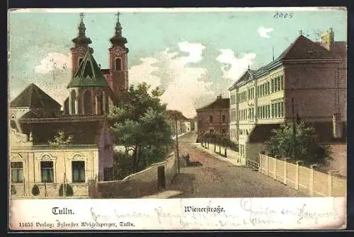 AK Tulln, Wiener Strasse mit Kirche