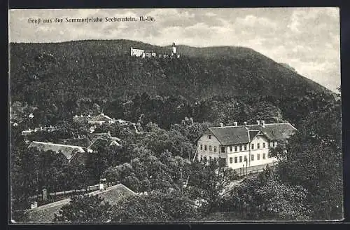 AK Seebenstein, Ortsansicht mit Hotel Fuchs aus der Vogelschau