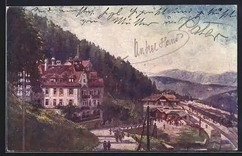 AK Semmering, Hotel Stefanie mit Station Semmering