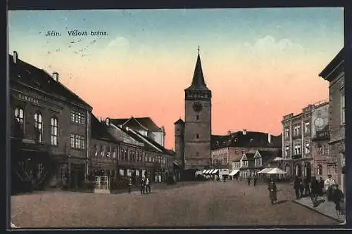 AK Jicin, Vezova brana, Strassenpartie, Kirche