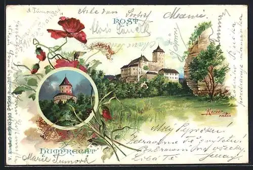 Lithographie Sobotka, Schloss Kost, Schloss Humprecht