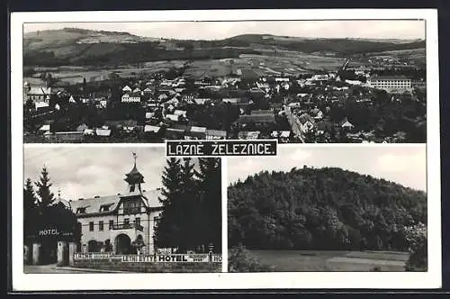 AK Lázne Zeleznice, Hotel Letni Byty, Gesamtansicht, Waldpartie