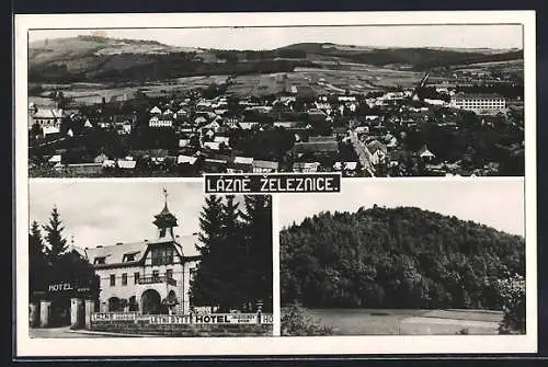 AK Lázne Zeleznice, Hotel Letni Byty, Gesamtansicht, Waldpartie