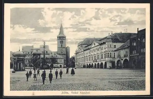 AK Jicin, Velke namesti, Marktplatz mit Kirche, Geschäft Goliath