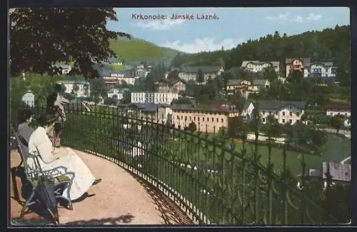 AK Johannisbad / Janske Lazne, Ortsansicht von der Promenade gesehen