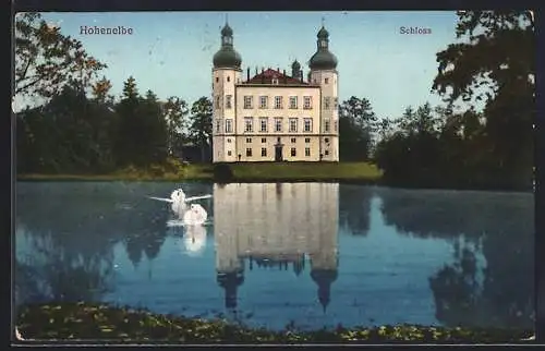 AK Hohenelbe, Schloss vom Wasser aus