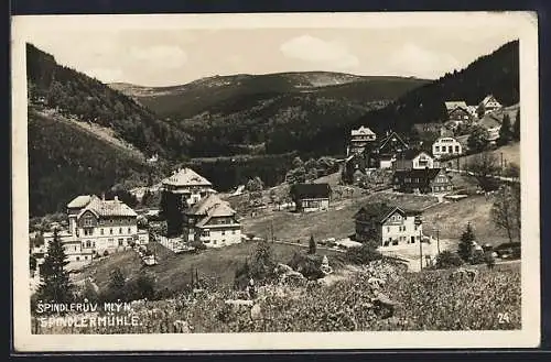 AK Spindelmühle /Spindleruv Mlyn, Grand Hotel aus der Ferne gesehen