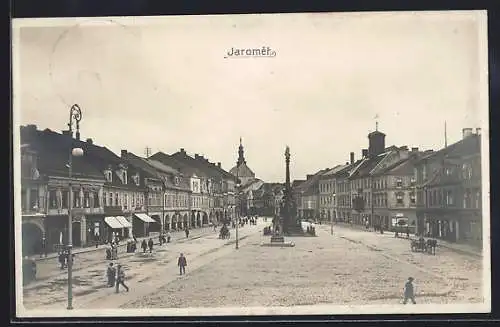 AK Jaromer, Marktplatz mit Säulendenkmal