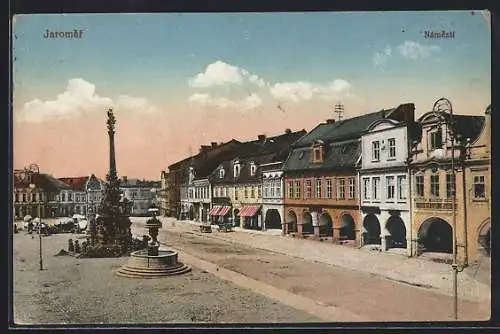 AK Josefstadt / Josefov / Jaromer, Namesti, Kasna, Dreifaltigkeitssäule