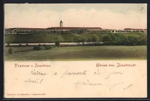 AK Josefstadt / Josefov / Jaromer, Panorama vom der Wiese aus