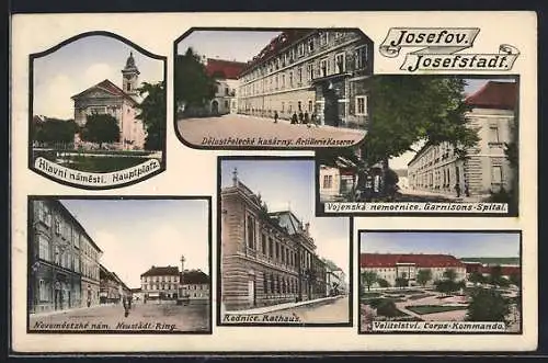 AK Josefstadt / Josefov / Jaromer, Radnice / Rathaus, Artillerie-Kaserne, Neustädter Ring