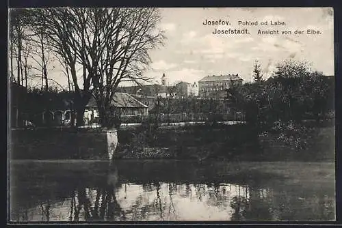 AK Josefstadt / Josefov / Jaromer, Ortsansicht mit Elbpartie