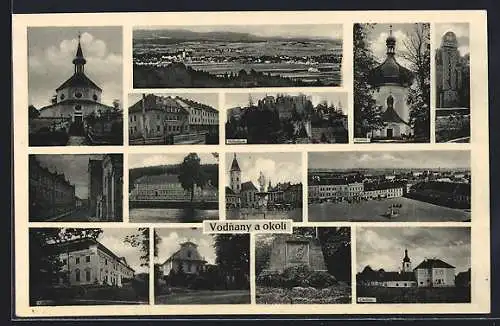 AK Vodnany, Gesamtansicht, Kirche, Marktplatz