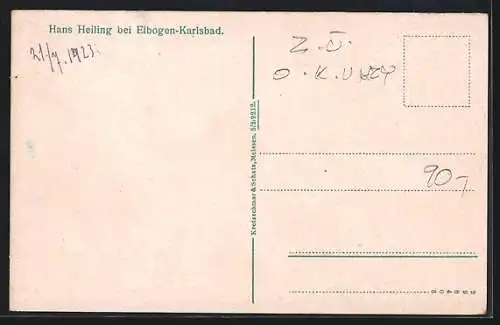 AK Hans Heiling bei Elbogen-Karlsbad, Panorama mit Boot