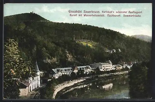 AK Giesshübl-Sauerbrunn /Karlsbad, Uferpartie