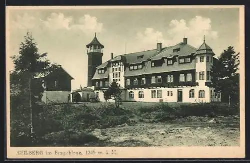 AK Keilberg, Blick auf Unterkunftshaus mit Aussichtsturm