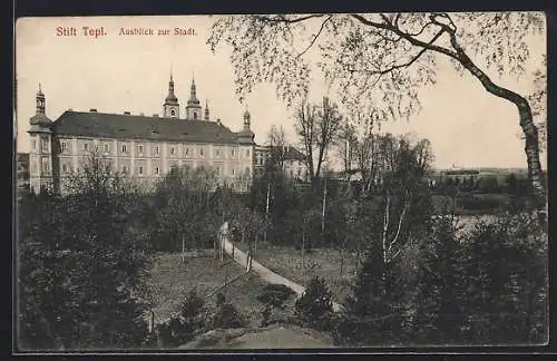 AK Tepl, Stift mit Ausblick zur Stadt