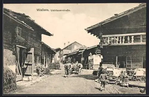 AK Wallern, Ochsenwagen auf der Lichtauerstrasse