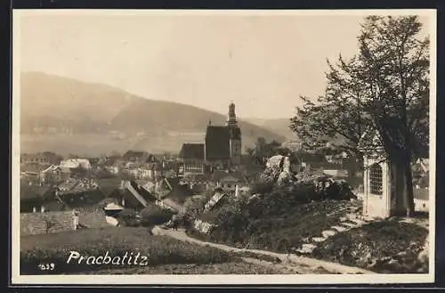 AK Prachatitz, Blick auf die Stadt und die Kirche