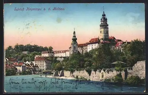 AK Krumau / Cesky Krumlov, das Schloss an der Moldau