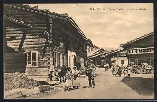 AK Wallern im Böhmerwalde, Lichtauerstrasse mit Anwohnern