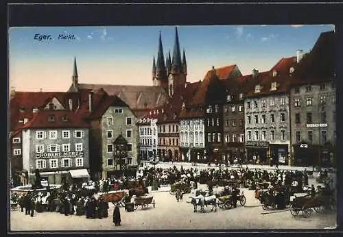 AK Eger, Markt mit Kirche