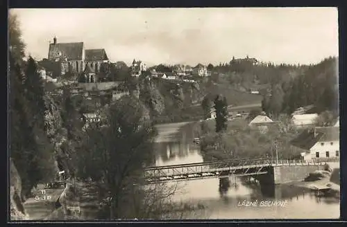 AK Bechyne, Flusspartie mit Brücke