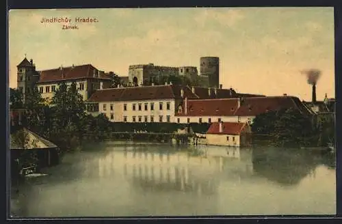 AK Neuhaus / Jindrichuv Hradec, Zámek, Schloss vom Fluss betrachtet