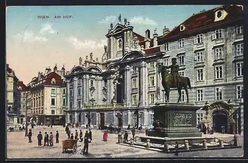 AK Wien, Am Hof, Marktplatz mit Statue