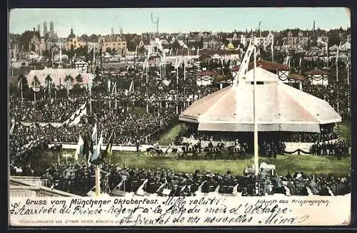 AK München, Festwiese mit Ankunft des Prinzregengten auf dem Oktoberfest