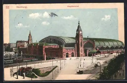 AK Hamburg-St.Georg, Panoramablick auf den Hauptbahnhof