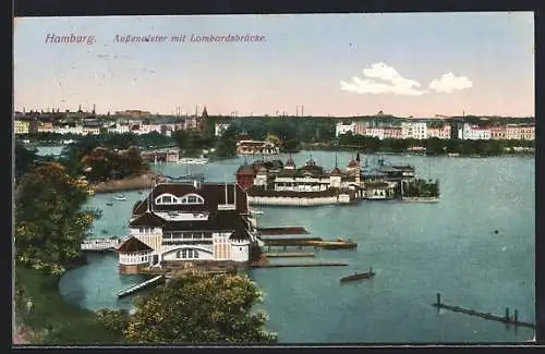 AK Hamburg, Aussenalster mit Lombardsbrücke