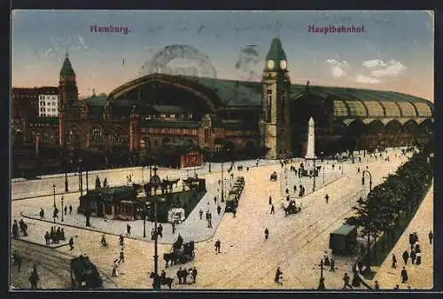 AK Hamburg-St.Georg, Reges Treiben auf dem Platz vorm Hauptbahnhof