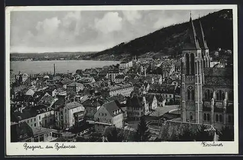 AK Bregenz am Bodensee, Teilansicht mit Kirche