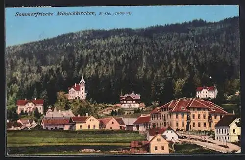 AK Mönichkirchen /N.-Oe., Teilansicht mit dem Hotel Land