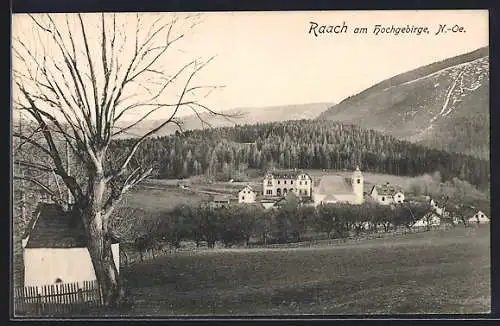 AK Raach am Hochgebirge, Ortspartie mit Kirche