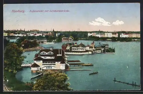 AK Hamburg, Aussenalster mit Lombardsbrücke