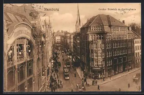 AK Hamburg, Grosser Burstah m Gertighaus, Strassenbahn