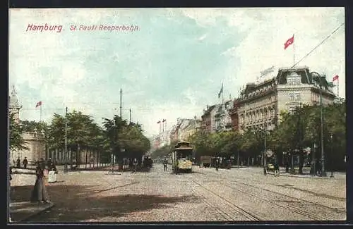 AK Hamburg-St. Pauli, Blick auf die Reeperbahn