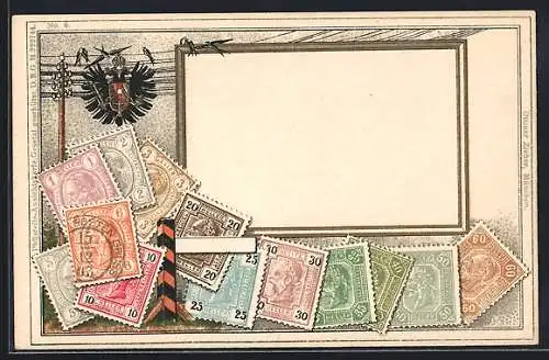 AK Briefmarken und Wappen des Deutschen Reiches